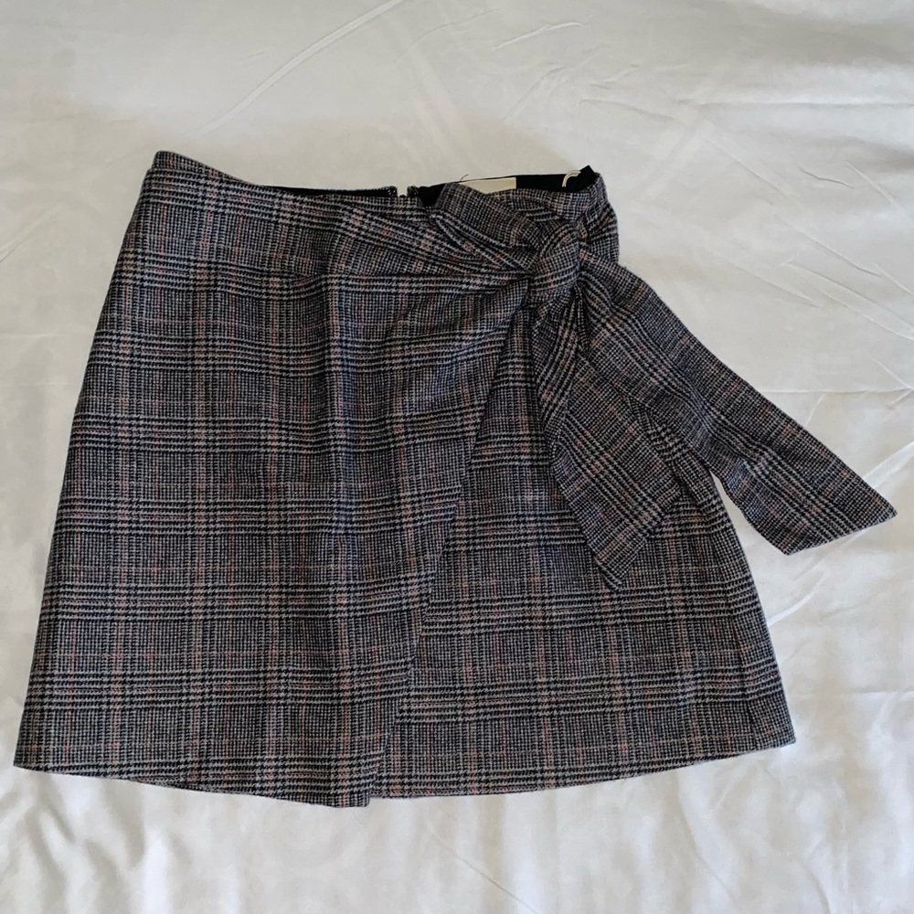 Wilfred faux wrap wool mini skirt